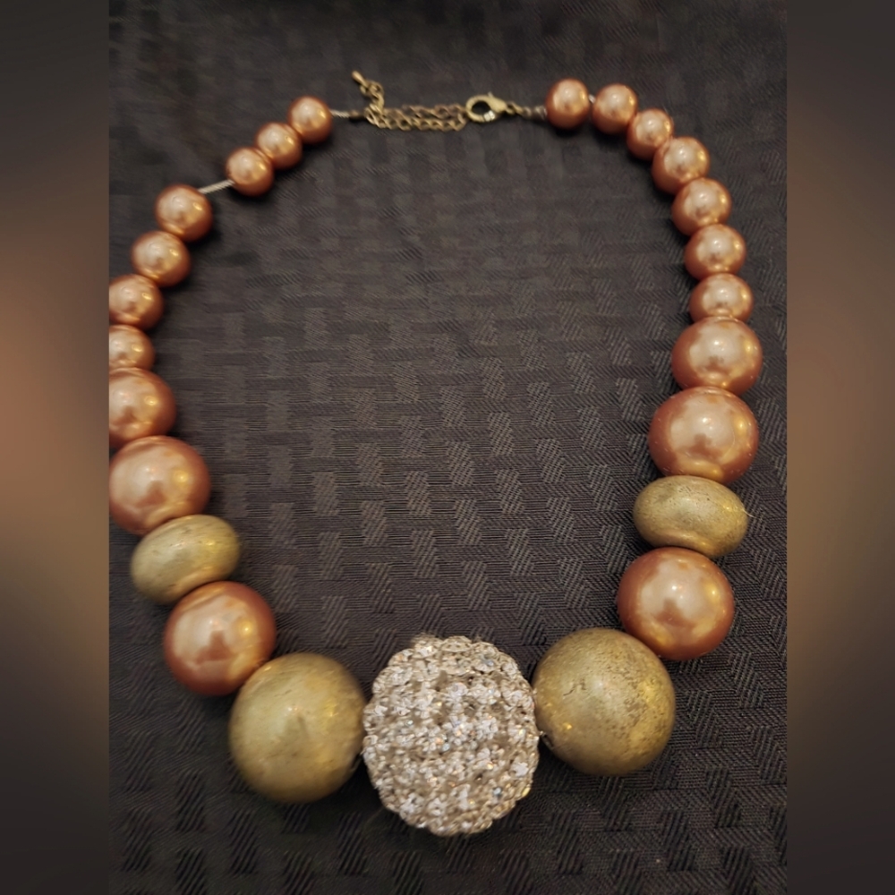 Gold And Copper Beaded Becklace